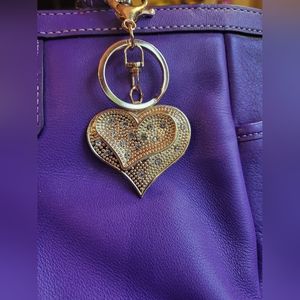 Rhinestone Double Heart Bag Charm